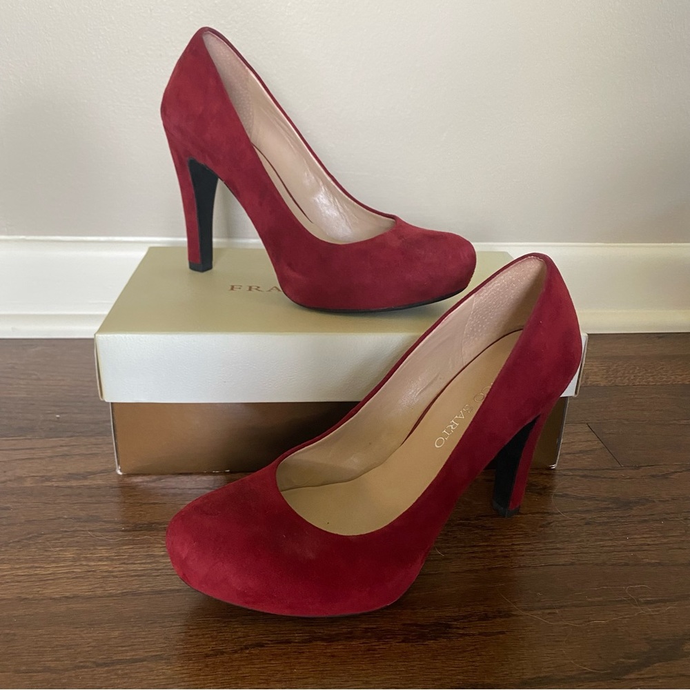 Franco Sarto Red suede pumps with hidden platform